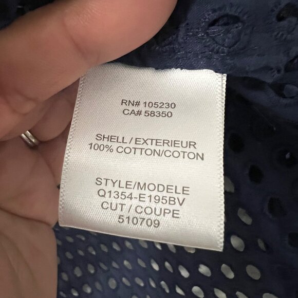 Equipment Peacoat Navy Brett Clean Contrast Oversized Eyelet Button Shirt XS NEW - Picture 7 of 7